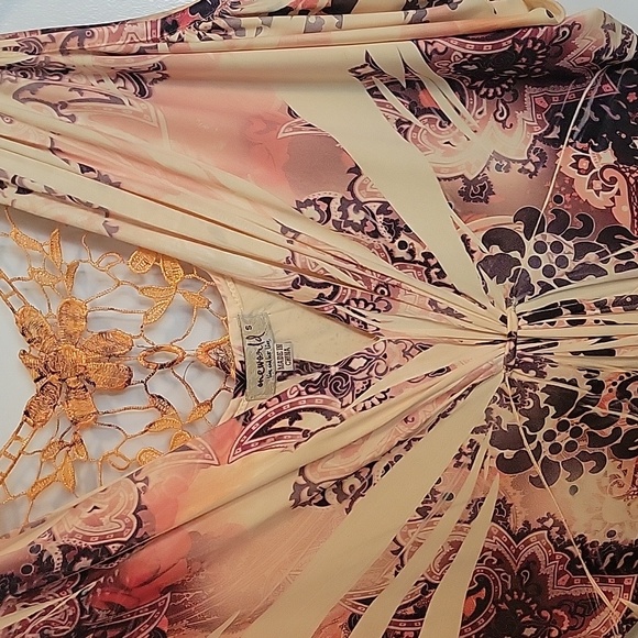 Maxi comfortable tie dye n peach,yellow,orange with brown.size small One World - Picture 4 of 10